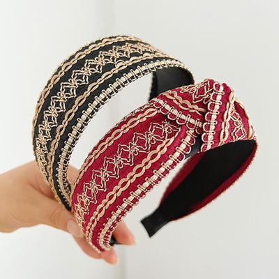 PROLY Nya Mode Håraccessoarer För Kvinnor Bred Sida Vintage Böhmisk Huvudbonad Mittknut Turban Flickor Hårband Hårband