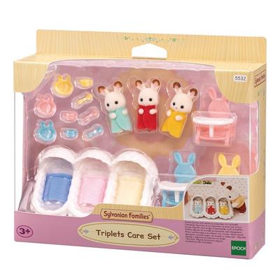 Sylvanian Family Chocolate Rabbit Triplets Caring Figure Set 5532, 1 Set, Korean Popular Toys