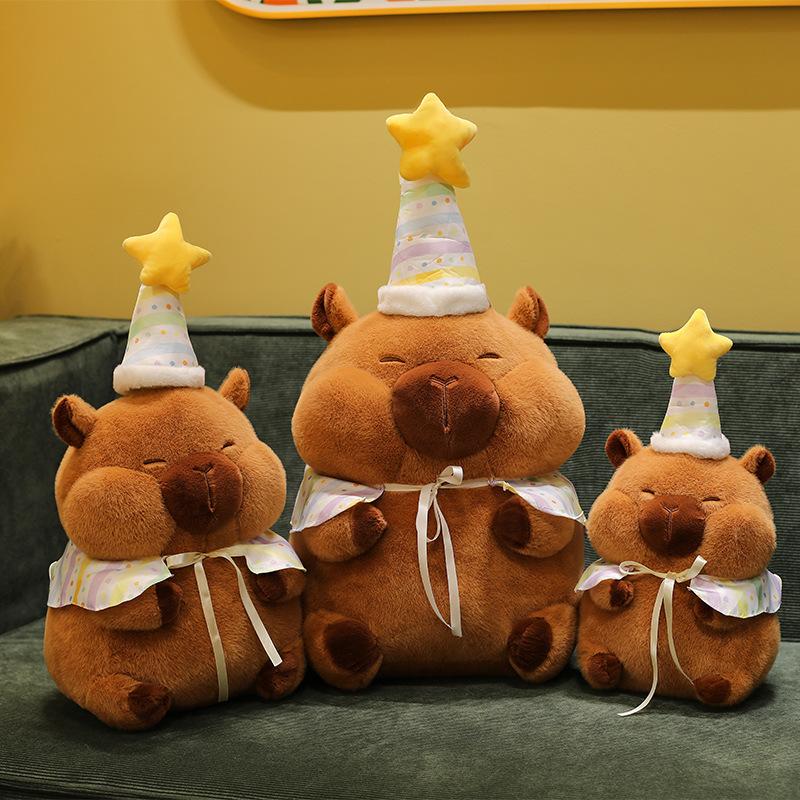 New Creative Kapibara Doll Plush Toy Doll Throw Pillow Ugly Cute Birthday Hat Capybara Doll