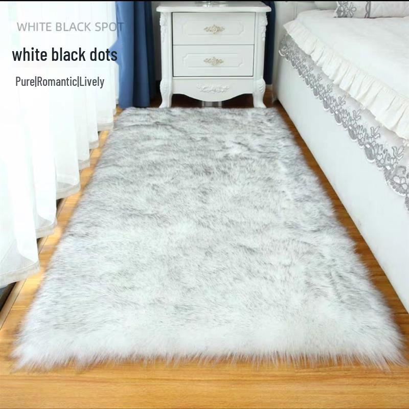 Irregular Imitation Wool Non-slip Carpet for Bedroom, Living Room, Sofa, and Bedside - Thickened & Washable.