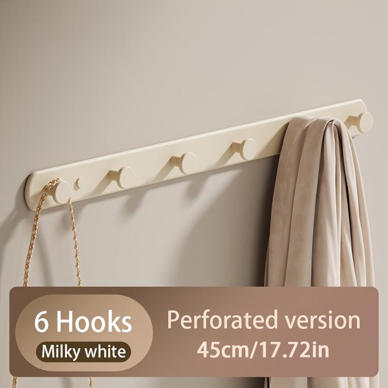 1Pc Wall Mounted Clothes Rack Bedroom Rows Of Back Door Hooks Space Saving No Hole Punching Bathroom