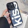 Simple Red White Letters Kiss Phone Case For iPhone 17 Pro Max 14 Pro 15 13 12 11 Pro Max 16 17 Air Shockproof Clear Hard Cover