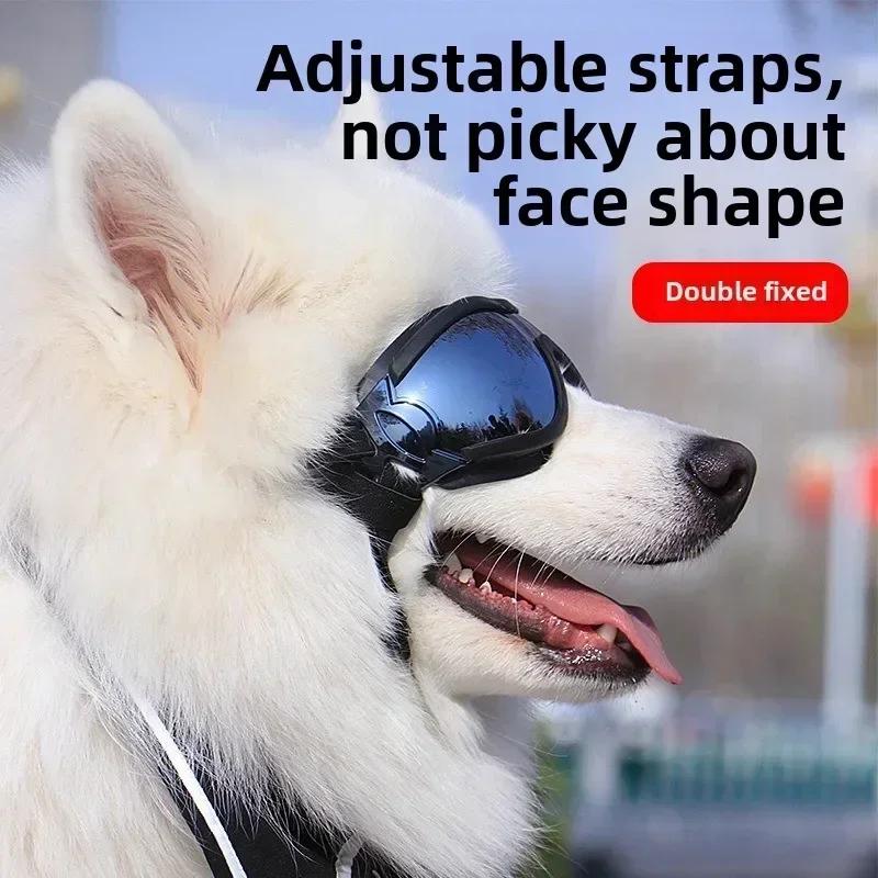Haustier-Sonnenbrille Verstellbar Anti-UV-Blendung Winddicht Sonnenbrille für Hunde Outdoor Wandern Laufen Strand Alle Rassen Augenschutz Schwarz
