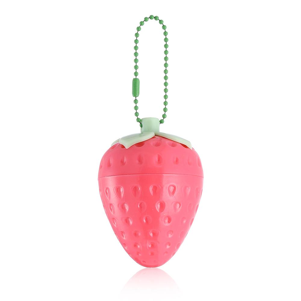 Strawberry Shaped Color Changing Lip Balm Ball, Magic Temperature Reactive Pink Lip Glow with Keychain Chain, Hydrating Moisturizing Lip Care Balm 2pcs