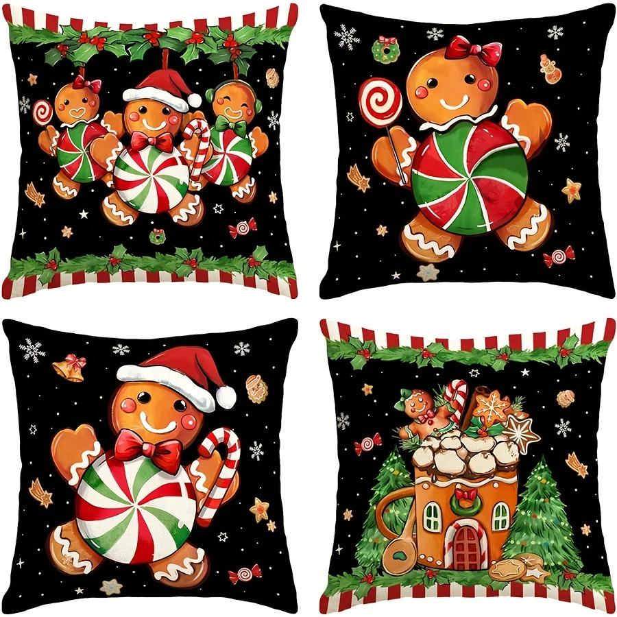 Weihnachts-Lebkuchen-Kissenbezüge: Festliche Süßigkeiten und gemütliche Cottage-Designs Sofabett-Kissenbezug, Neujahrs-Heimdekoration