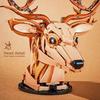 Wooden Deer Model Building Blocks MOC Creative Technical Assembly Bricks Nature Themed Desktop Decor Xmas Birthday Gift
