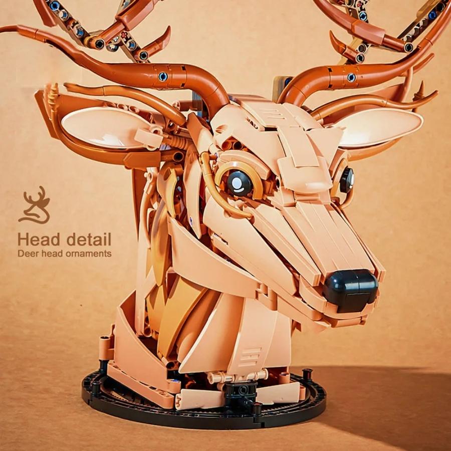 Wooden Deer Model Building Blocks MOC Creative Technical Assembly Bricks Nature Themed Desktop Decor Xmas Birthday Gift