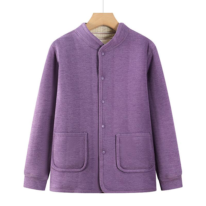 Fleece-Lined Thermal Cardigan and Thick Winter Coat for Middle-Aged and Elderly Women