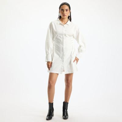 Virgio Women Knee Length Full Regular Fit Shirt Collar Dress