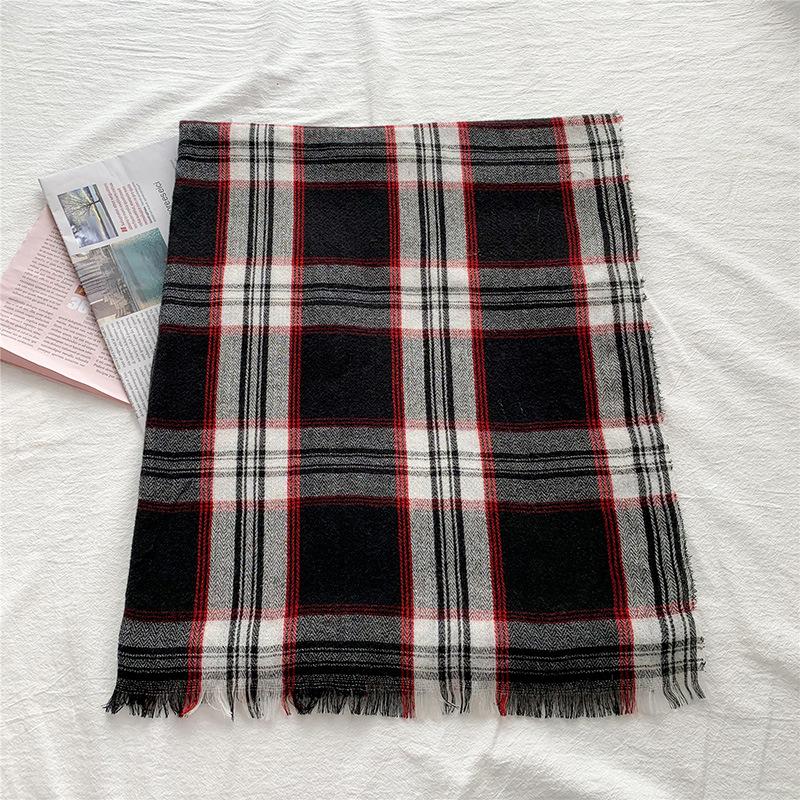 

Женский шарф из имитации кашемира 2025 весна новый клетчатый платок 120г тонкий легкий шарф солнцезащитная шаль 70 * 180CM120g