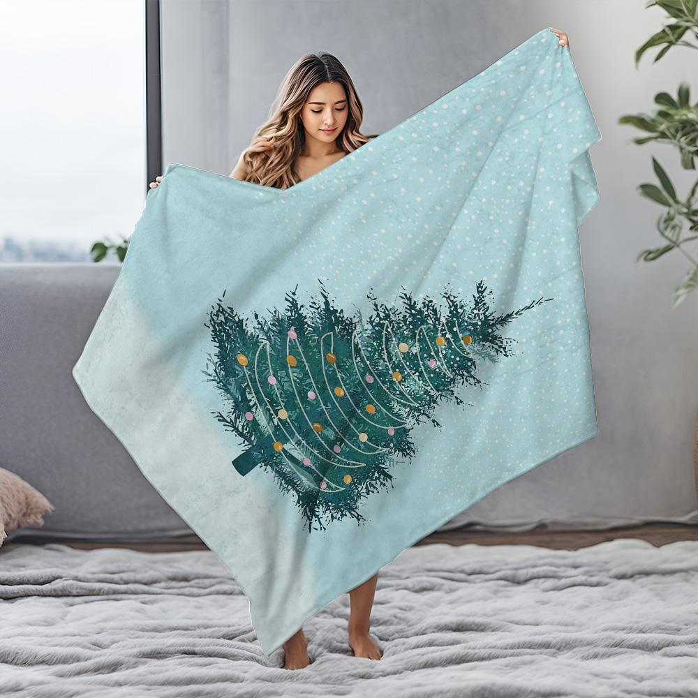 Tuniu Cute Christmas Tree Fleece Blanket Sofa Bed Room Throw Soft Warm Cozy Decorative