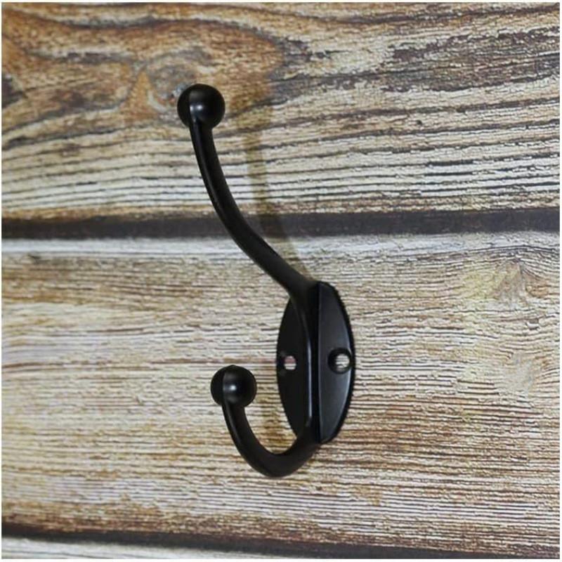 For Hook Coat Wall Zinc Metal Alloy Racks Double Hooks High Load Durable Bearing