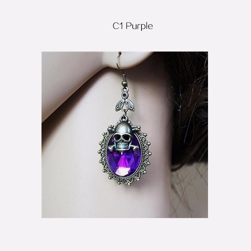 Women Fashion Gothic Halloween Crystal Skull Earrings Retro Personal Earrings Jewelry Accessories