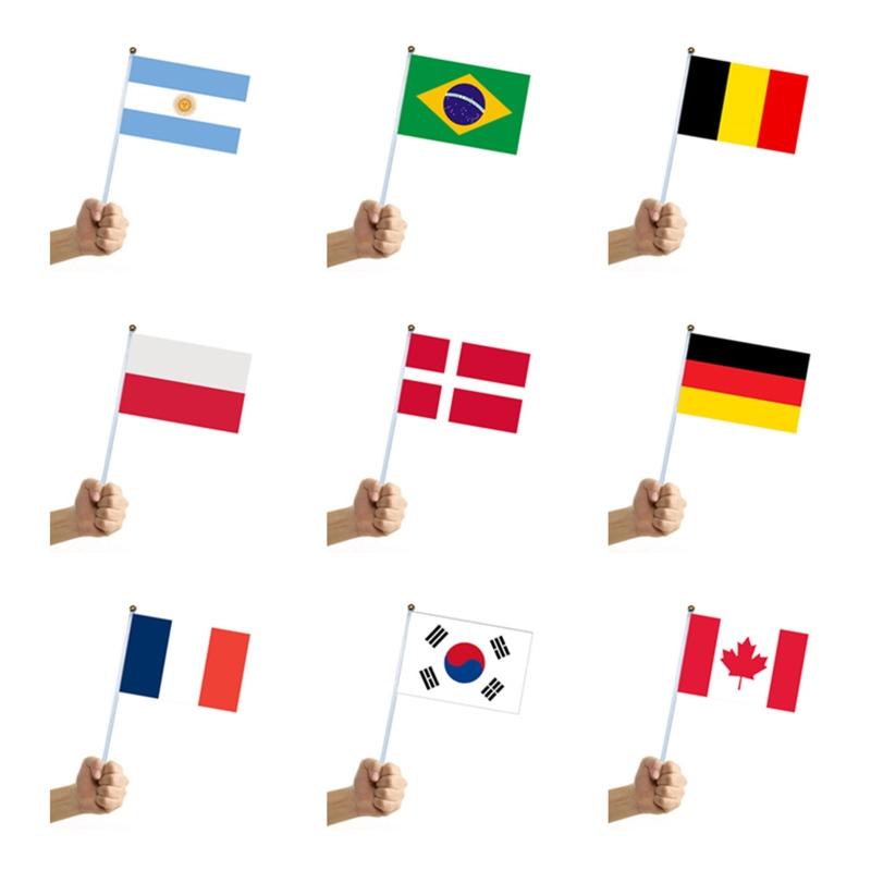 50Pieces Hand Flag for Soccer & Football Fans Cheering Swing Flag Party Events Celebration National Flag Signal for Bann