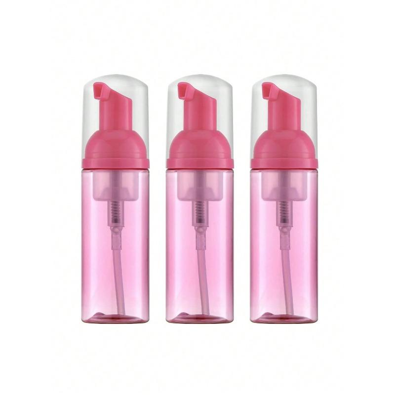 3pcs 60ML Travel Foam Pump Bottle- Clear Plastic Container, Refillable, With Dispenser Pump For Face Wash, Eyelash Shampoo