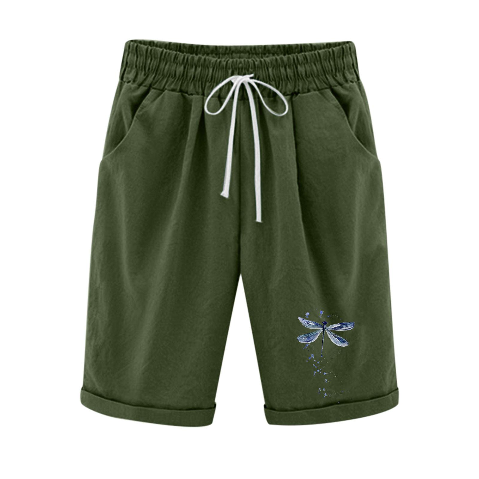 

Dragonfly Print High-Waist Cotton Linen Women s Shorts - Summer 2025 Collection M армия зеленый
