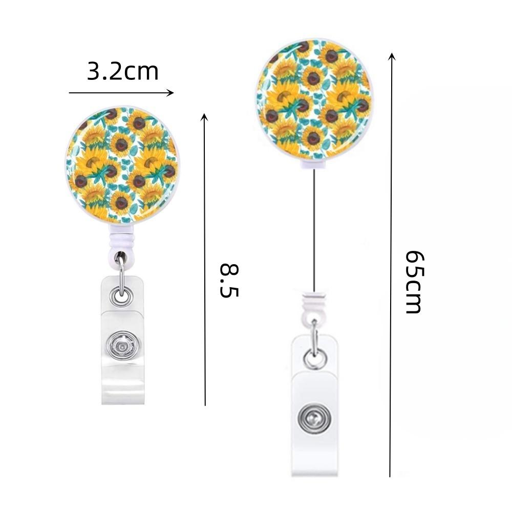 Flower Succulents Retractable Badge Reel Lanyards Id Name Card Badge Holder Nurse Student Employee Card Alligator Clip Supplies