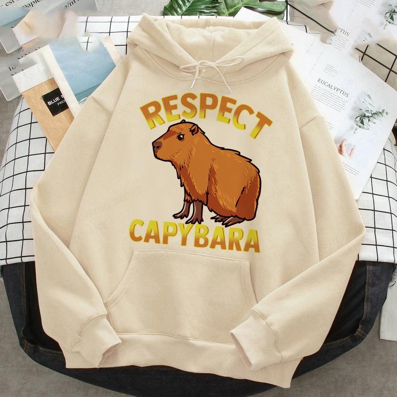 Funny Capybara Graphic Print Unisex/Femei Hanorac din bumbac Pulover oversized casual Hanorac popular Tendință la modă Îmbrăcăminte unisex