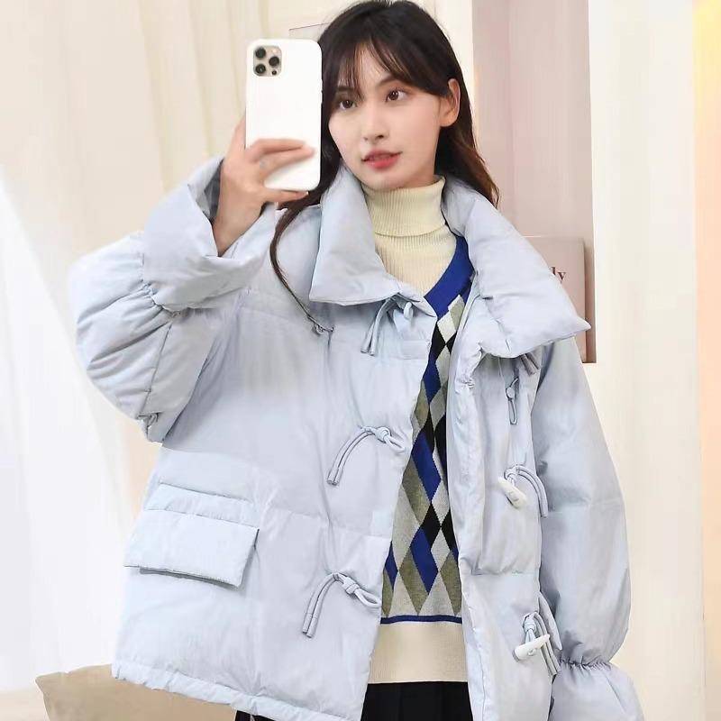 Autumn and Winter Long Sleeve Loose Down Jacket Women Fashion Solid Short Soft Warm Down Jackets Women Vintage Simple Zipper Woman Coat 25459