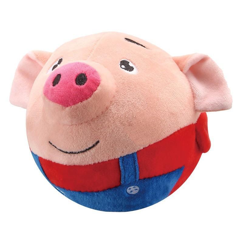 Wholesale USB Charge Pet Jumping Ball Electric Plush Toy Musical Bouncing Ball Plush Dog Squeaky Toy Vibration Ball (as the picture,25*37cm)