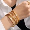 ins wind titanium steel thin square lattice stripe round diamond color gold-plated bracelet wholesale bracelet