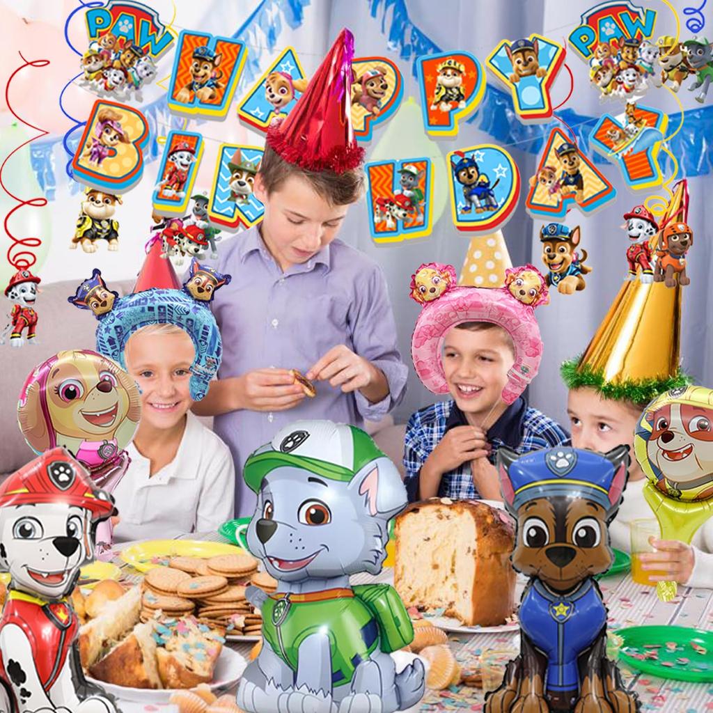 FCXZI Paw Patrol Character Birthday Kids Birthday Party Happy Birthday Birthday Day Hanging Hairband Birthday Decorations for 1st and 2nd Birthdays