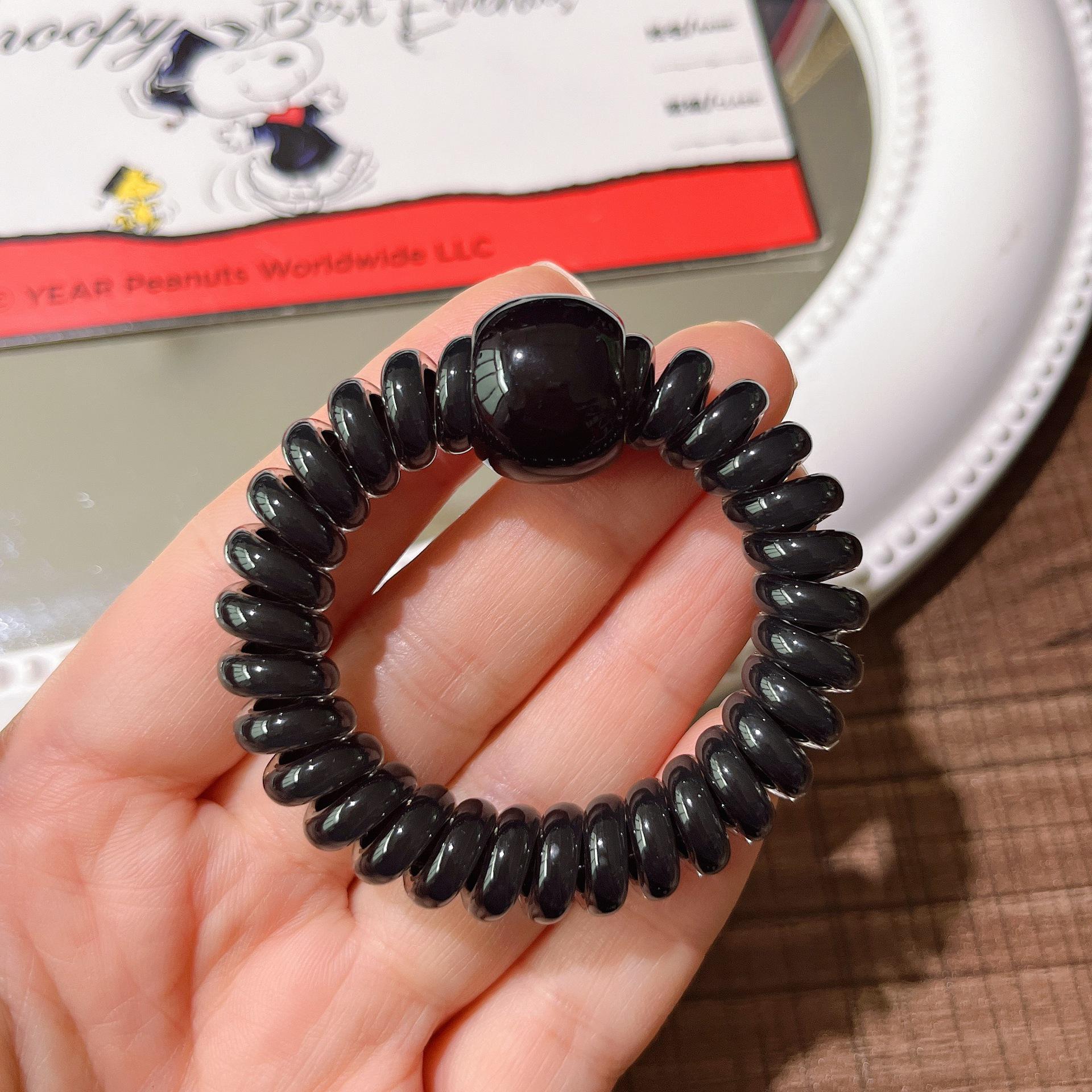 

Большая черная бесшовная круглая силиконовая резинка для волос для женщин