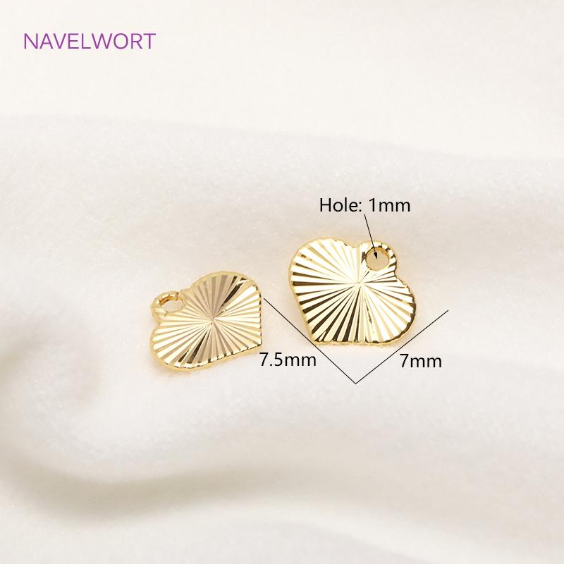 

Trendy 14K Gold Plated Mini Stripe Heart Charms For Jewelry Making Brass Metal Love Charms DIY Accessories Wholesale 5 pieces
