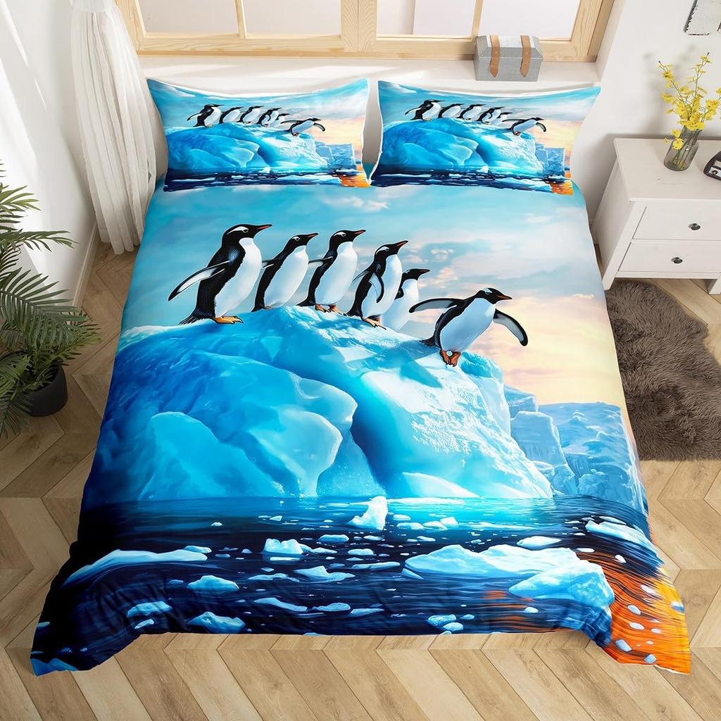 Aurora Duvet Cover Queen Size Polar Bear Arctic Animal Quilt Cover Fantasy Galaxy Sky Bedding Kids Bedroom Decor 3 Piece Set