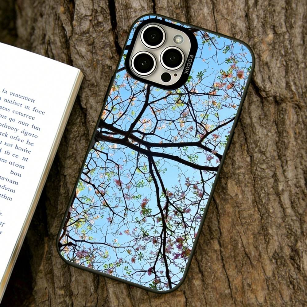 Barren tree Phone Case For iPhone 17,16,15,14,13,12,11 Plus,Pro Max,XS,Colored Silver Plated Inside Cover