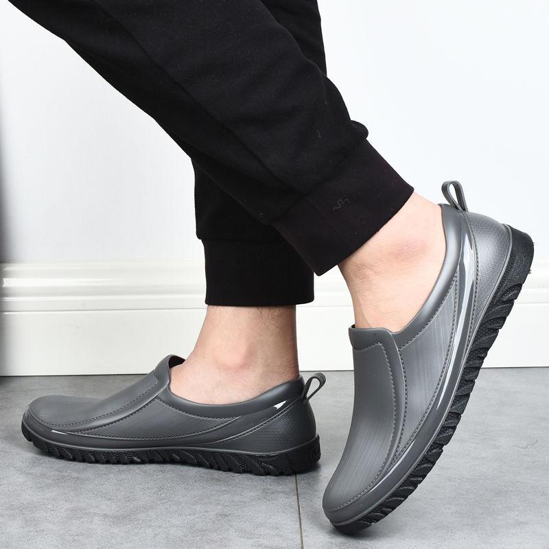 Waterproof, Anti Slip, Fashionable Low Top Rain Shoes for Men Fishing, Kitchen Construction Sites, and Rural Areas