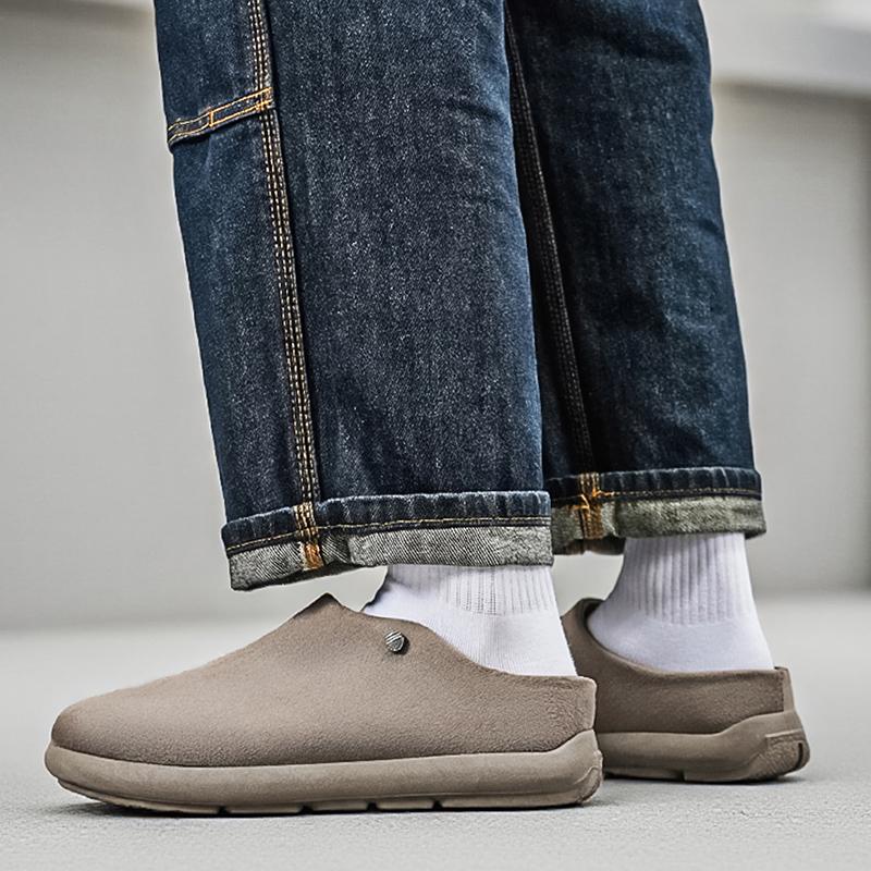 Men’s Summer Sandals Slipper Clogs Backless Mules Khaki Casual Shoes for Students Over Sized