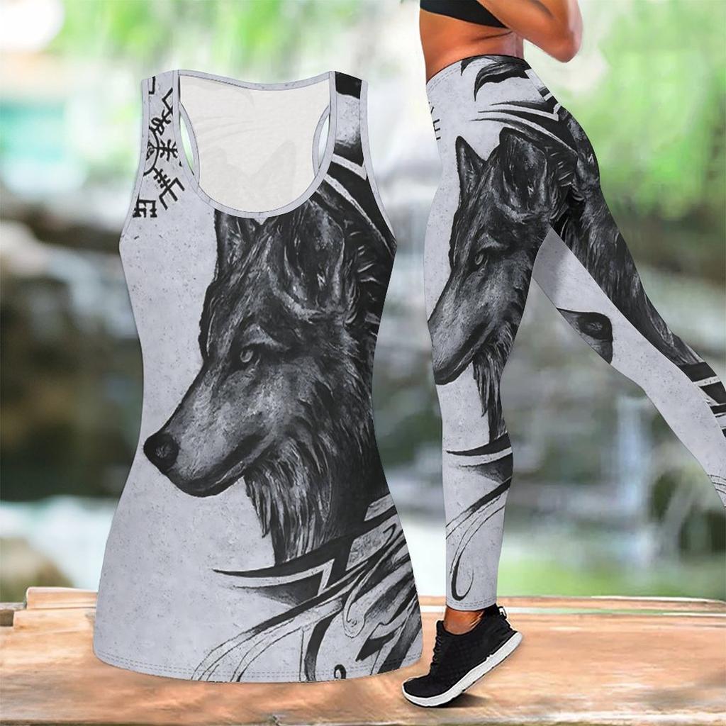 Animal Pattern Print Yoga Outfit for Women Fashion Workout Leggings Fitness Sports Casual Yoga Set Sports Suit