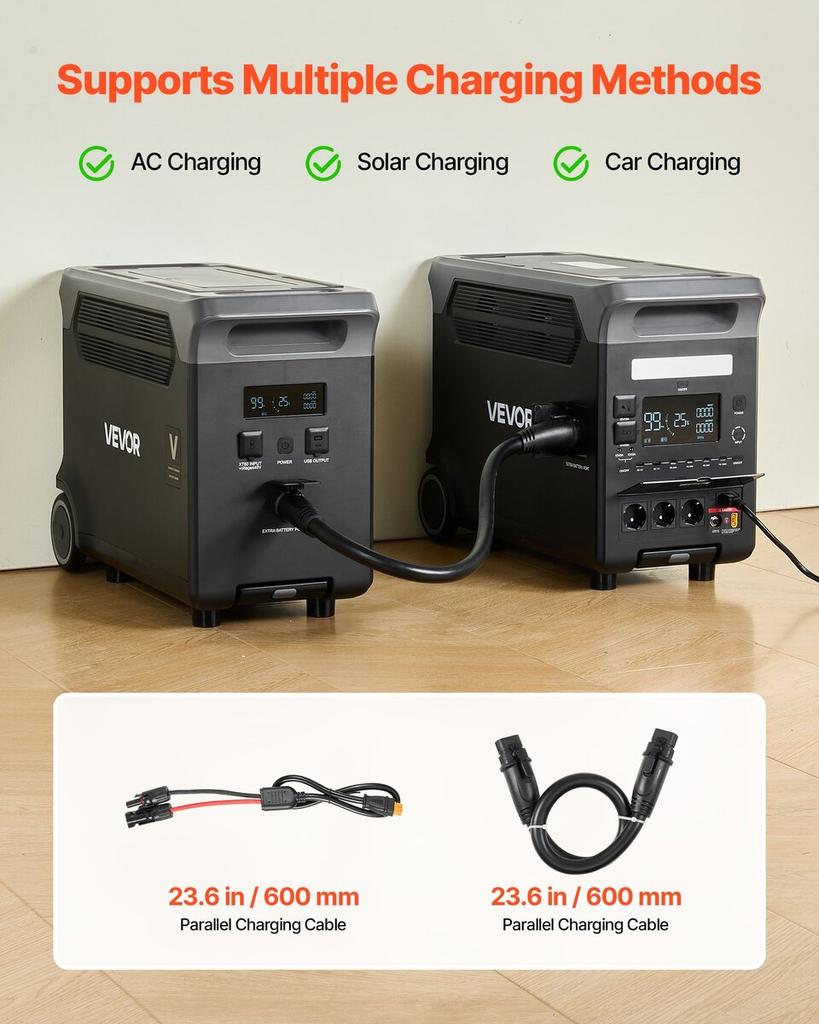 Extra Battery for Portable Power Station, 3840Wh LiFePO4 Extra Expansion Battery with 3 Output Ports for Home Use, Outdoor Camping, Road Trips, RVs,