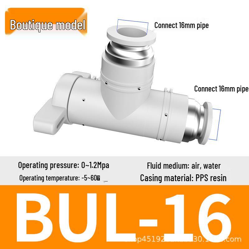 Zhuoji Pneumatic BUC-6-10 Hand Valve with 8mm Tubing, 12mm Straight-Through Air Valve, Quick-Connect Fittings.