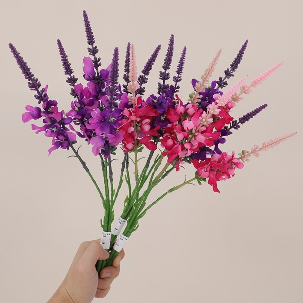 Realistic Artificial Lavender Flowers Handmade Real Touch Fake Plants Simulation Silk Violet Bouquet Wedding Party Decor
