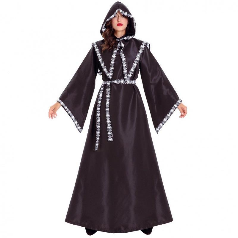 Halloween Skeleton Reaper Witch Costume, Cape Dried Zombie Queen, Masquerade Uniform