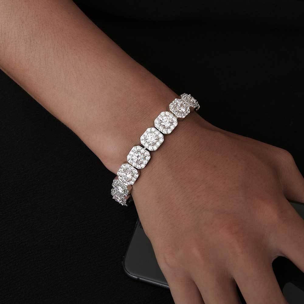 Cubic Zirconia Chain Bracelet Rock Sugar Men Bracelet Fashion Ice Sugar Chain  Male