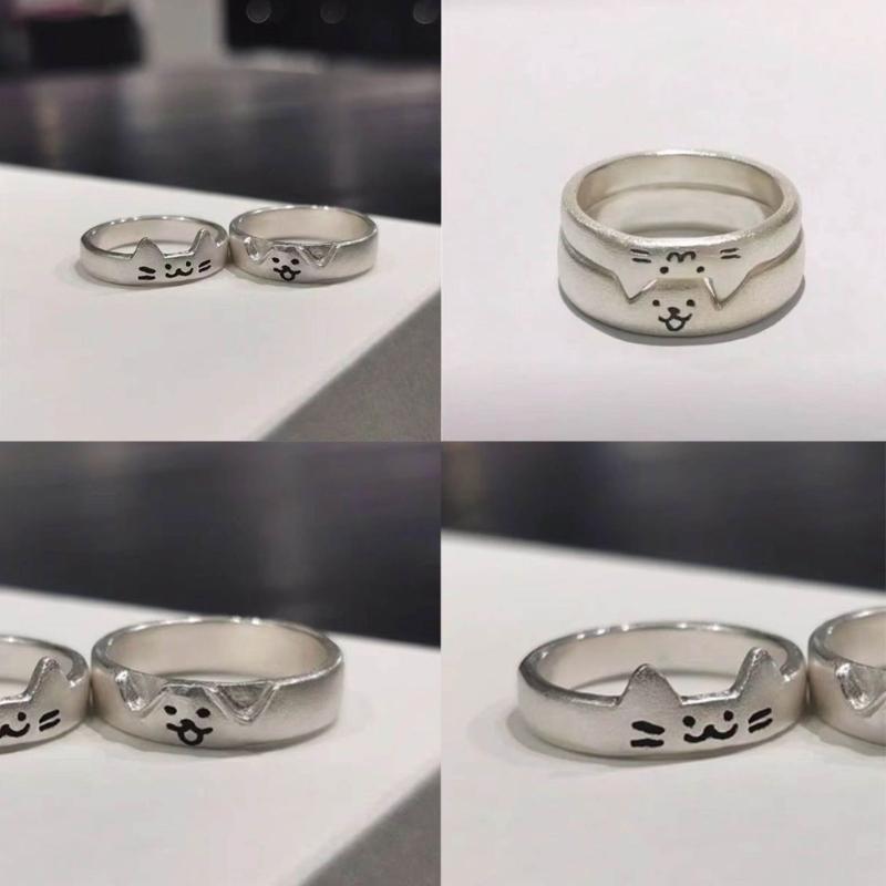 Fashionable Couple Rings Accessory Eye catching Alternative Couple Rings Stylish Silver Rings for Pet Lovers