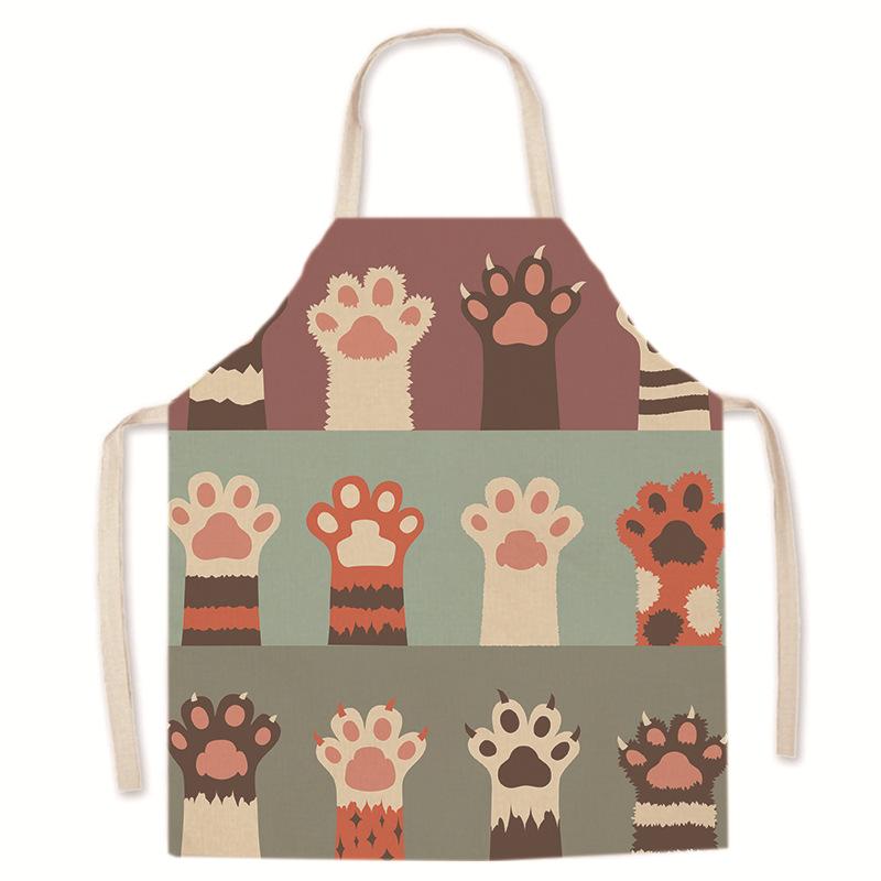 Koch-/Backschürze, Leinenschürze mit Cartoon-Katze, Sling-Design, Küchenbedarf, schmutzabweisende, wasserdichte Reinigungsschürze, Unisex-Schürze