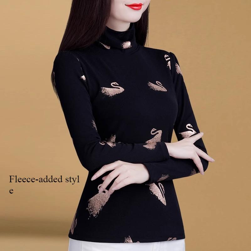 Women's Winter New Style Fashionable T-shirt with Slim Fit and Warm Long-sleeved Top