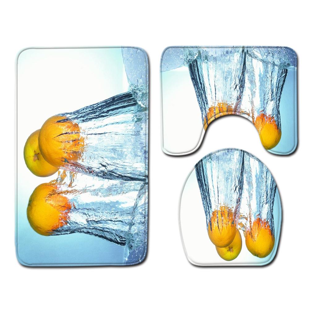 Small Fresh Toilet Three-Piece Floor Mat Bathroom Absorbent Non-Slip Carpet Door Mat
