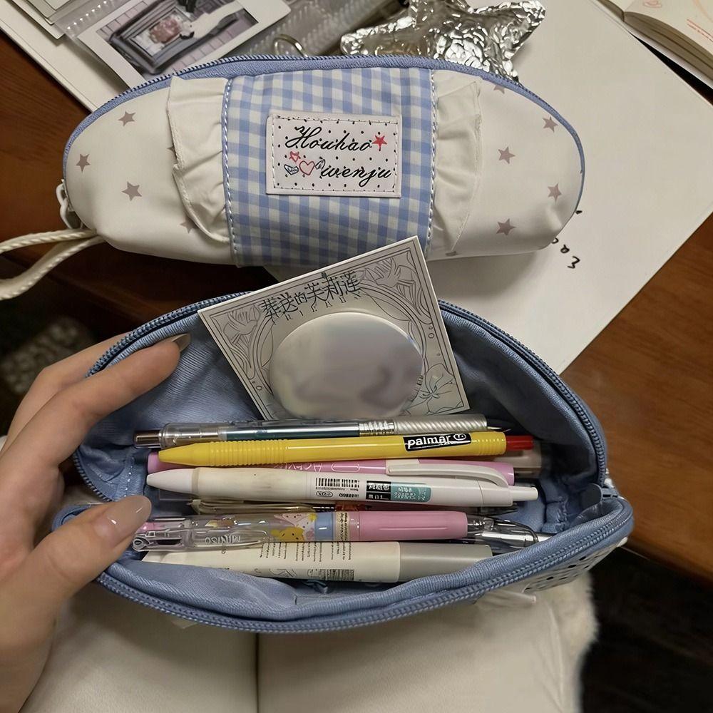 Dot Pattern Student Stationery Bag Multi-functional Makeup Pouch Cute Pencil Case