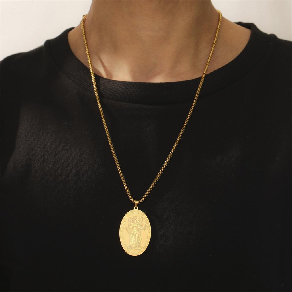 Double-sided Triple Moon Goddess Pendant Necklace Stainless Steel Hecate Choker Vintage Amulet Jewelry