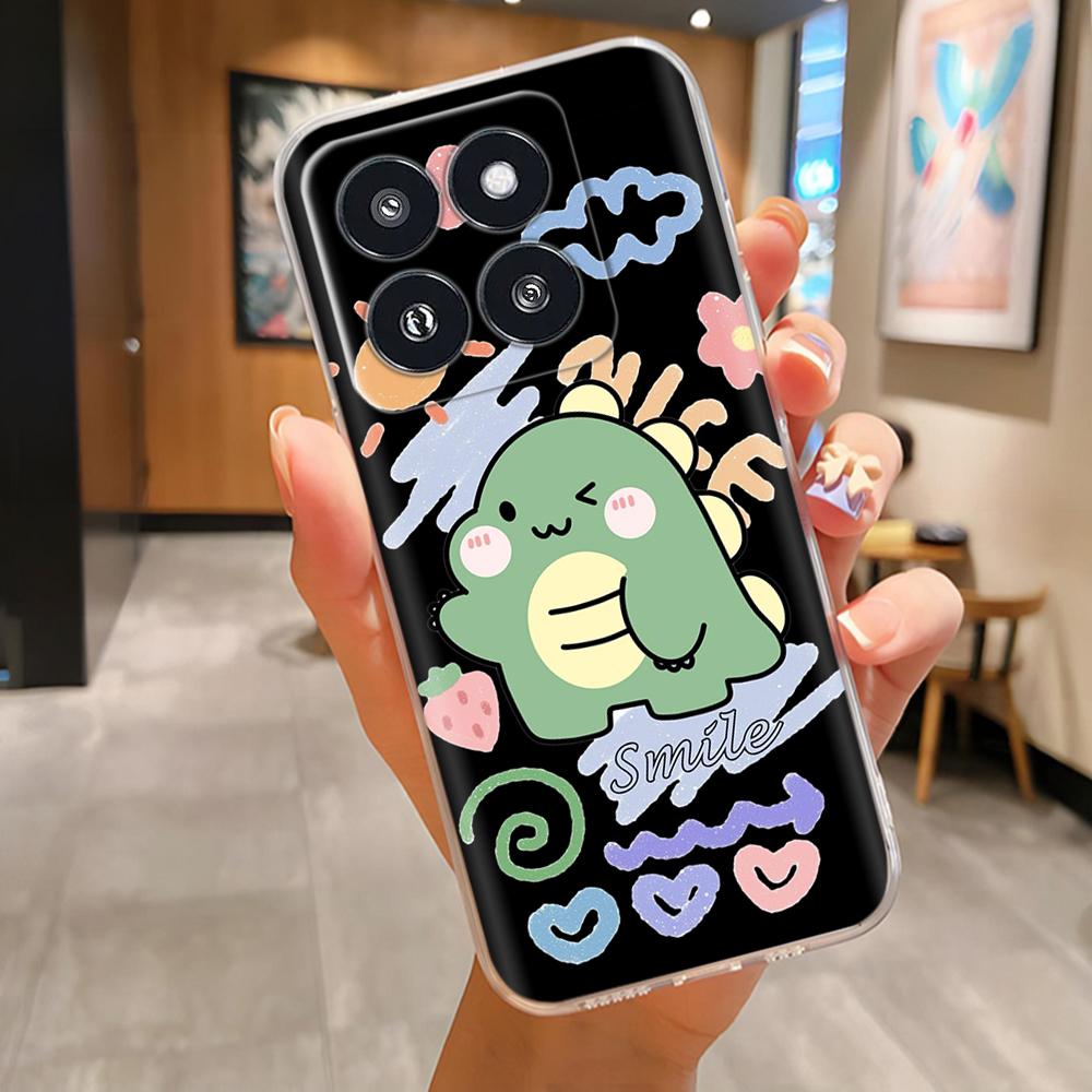 For Xiaomi 14 Pro Case Clear Cover Cute Painted TPU Cases For Xiaomi 14 Mi 14 Mi14 Soft Silicone Phone Case For Xiaomi Mi14 Pro