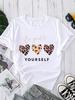 (Asian Size) Print O-neck style flower Fashion Female Casual Women's Top T Clothing Graphic Tee Short Sleeve T-shirts