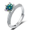 Bague Ringen Luxury D Color 1 Carat Moissanite Diamond Ring Female S925 Sterling Silver Fine Jewelry For Wedding Adjustable Size