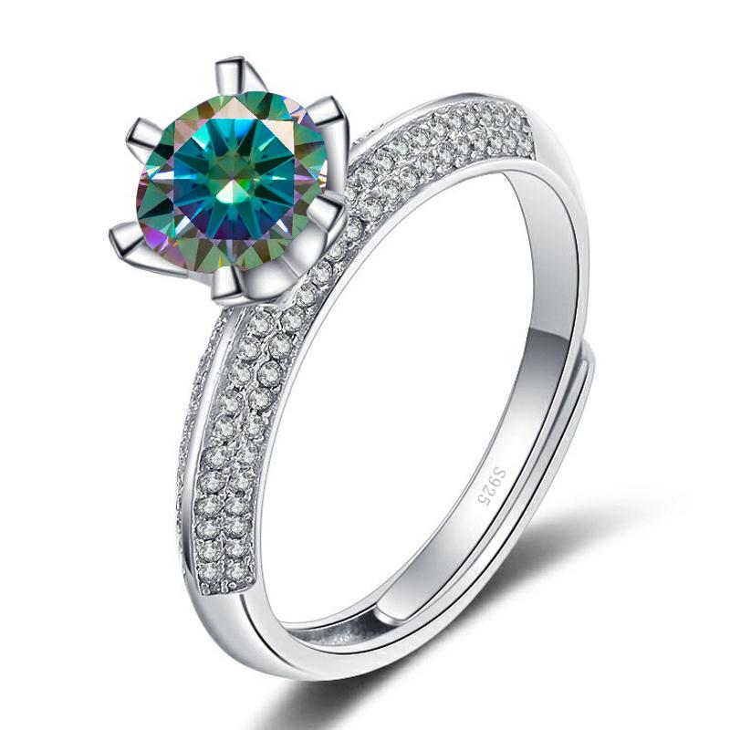 Bague Ringen Luxury D Color 1 Carat Moissanite Diamond Ring Female S925 Sterling Silver Fine Jewelry For Wedding Adjustable Size