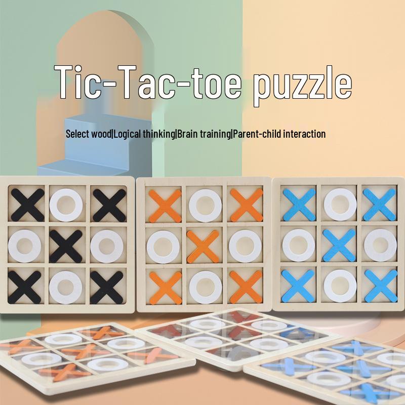 Wooden Tic-Tac-Toe Nine-Grid XO Game: Educational Toy for Children