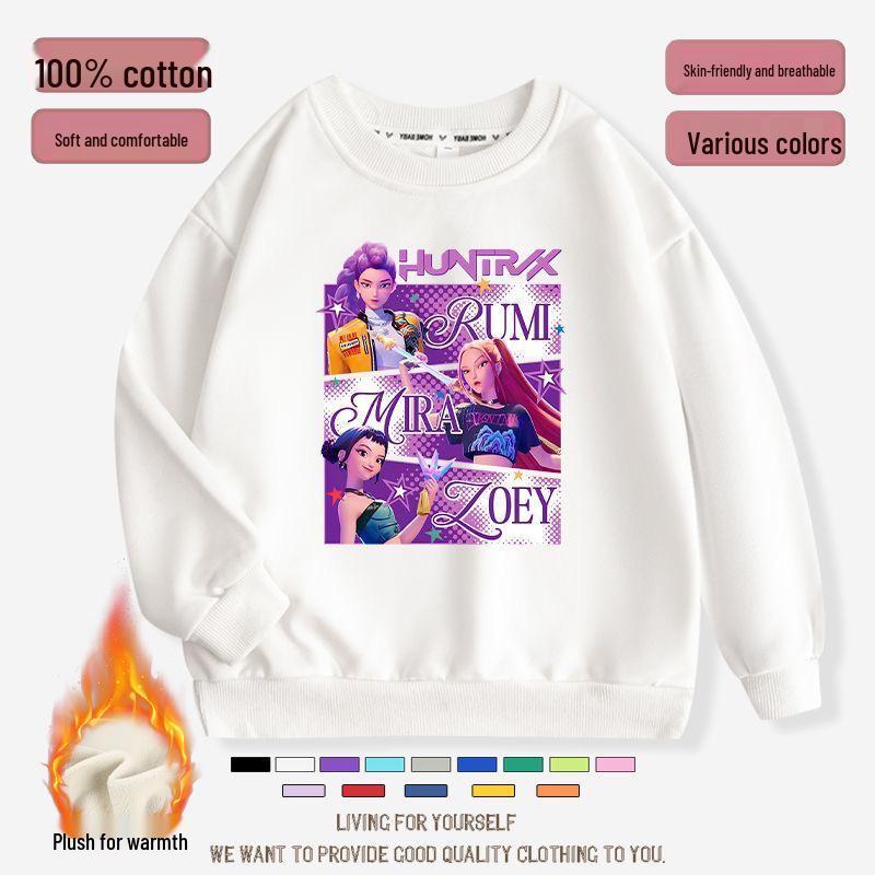 K-pop Monster Hunter Witch Girls' Hoodie - Stylish Autumn/Spring Round Neck Casual Top for Children